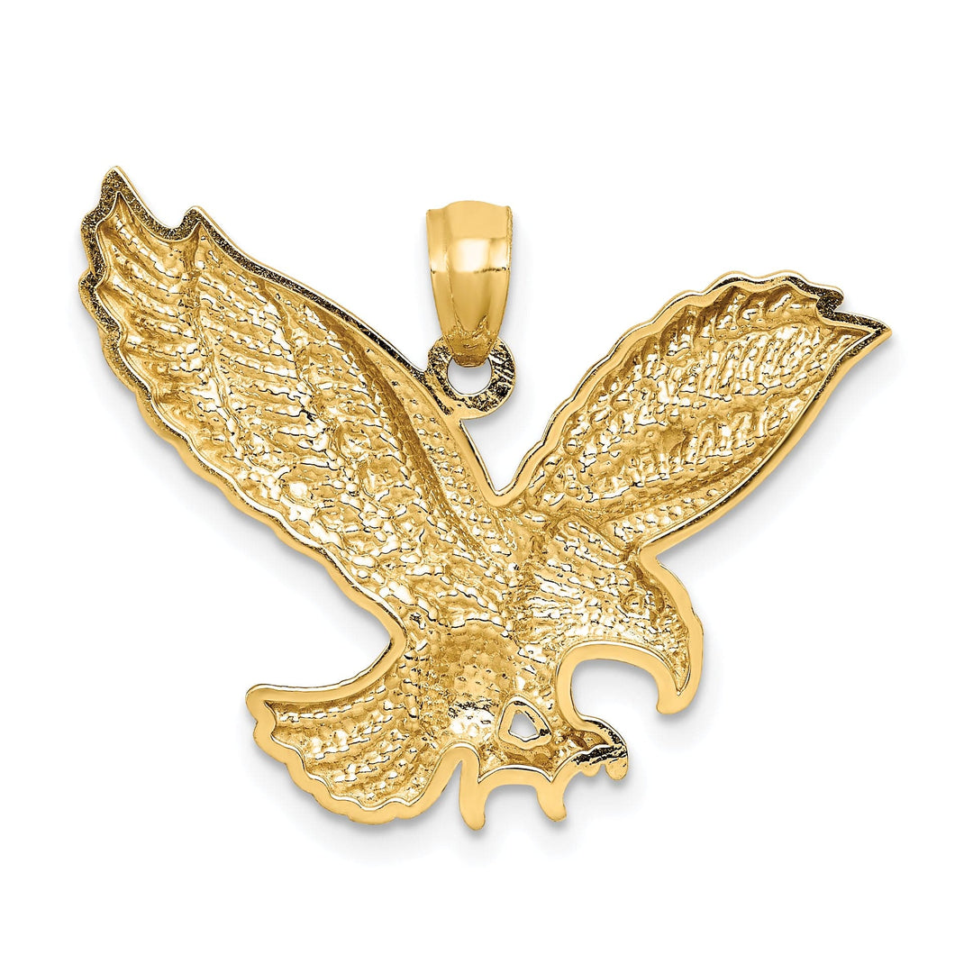 14K Yellow Gold Solid D.C Polished Finish Eagle Pendant
