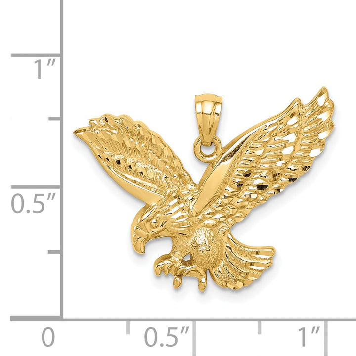 14K Yellow Gold Solid D.C Polished Finish Eagle Pendant