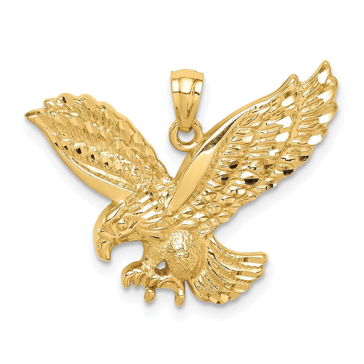 14K Yellow Gold Solid D.C Polished Finish Eagle Pendant