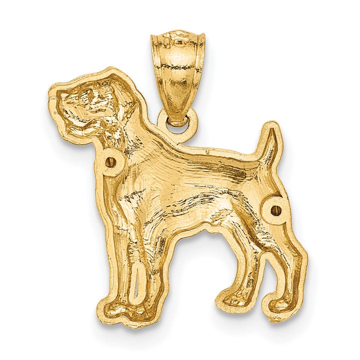 14K Yellow Gold Satin D.C Finish Boxer Dog Pendant