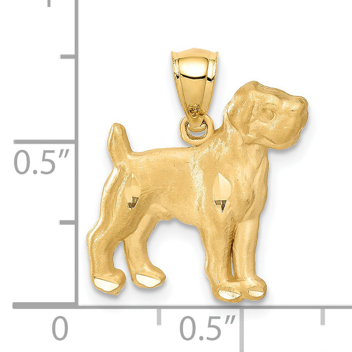 14K Yellow Gold Satin D.C Finish Boxer Dog Pendant