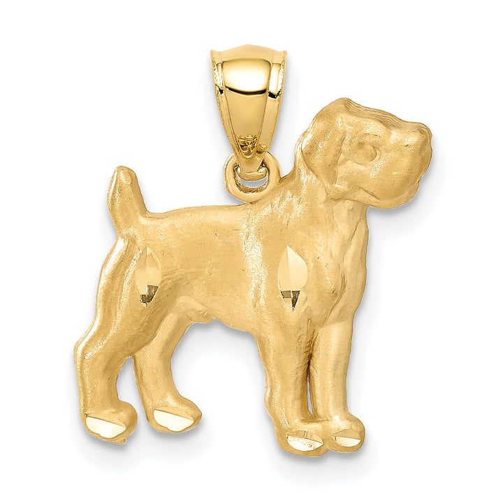 14K Yellow Gold Satin D.C Finish Boxer Dog Pendant