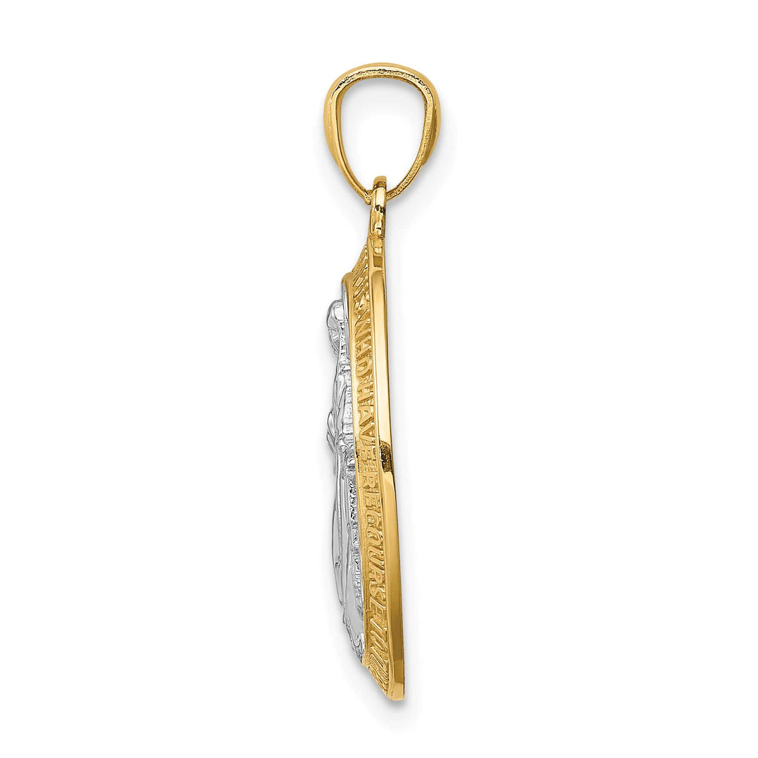 14K Yellow Gold Polished Cut-out Miraculous Medal Oval Pendant