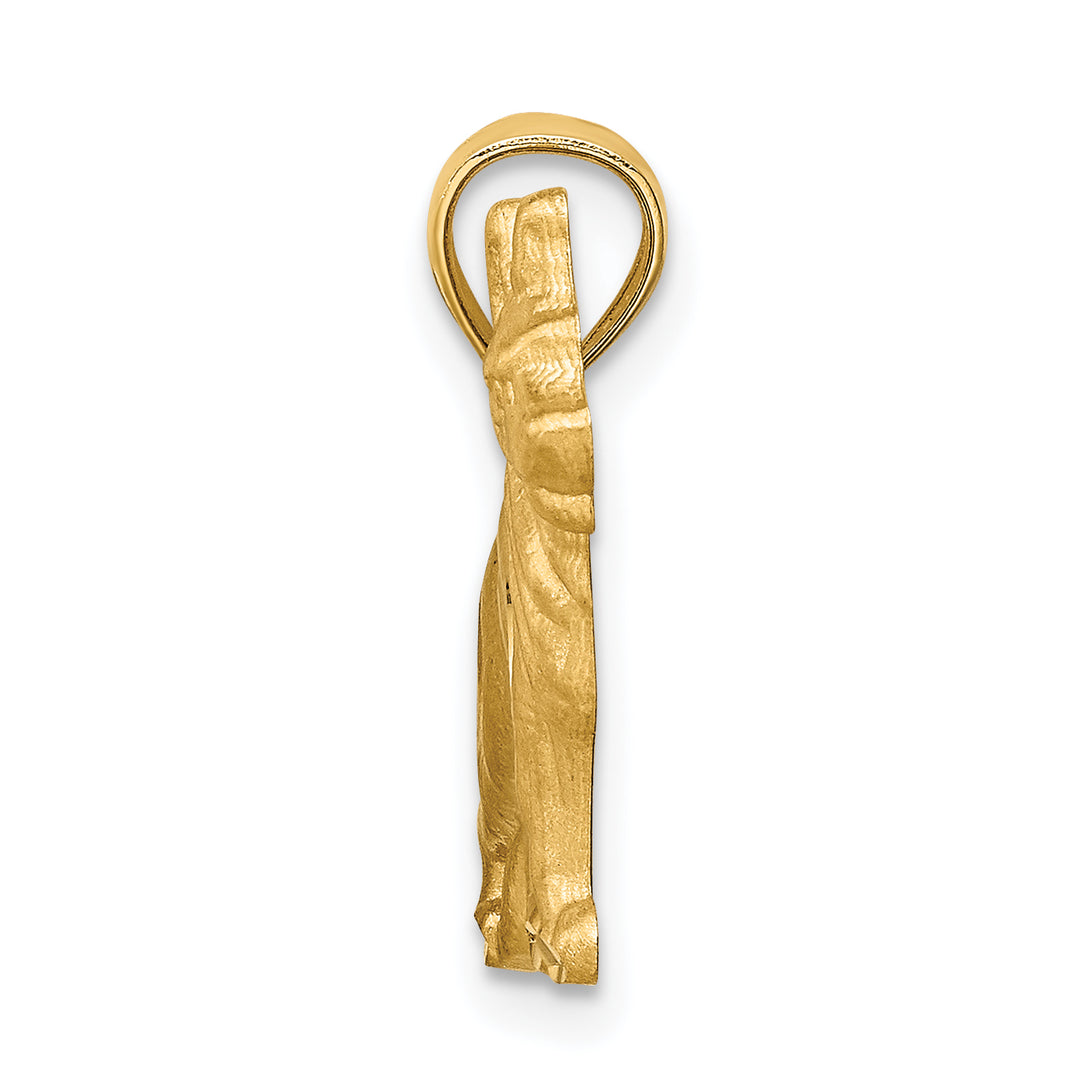 14K Yellow Gold Satin D.C Finish German Shepherd Dog Pendant