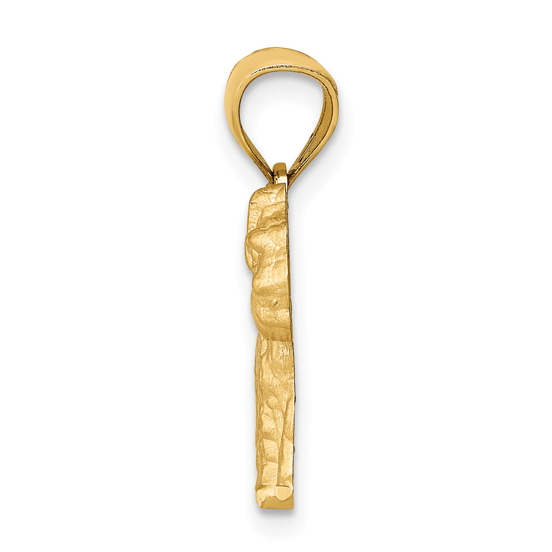 14K Yellow Gold Satin D.C Finish Mini Schnauzer Dog Pendant