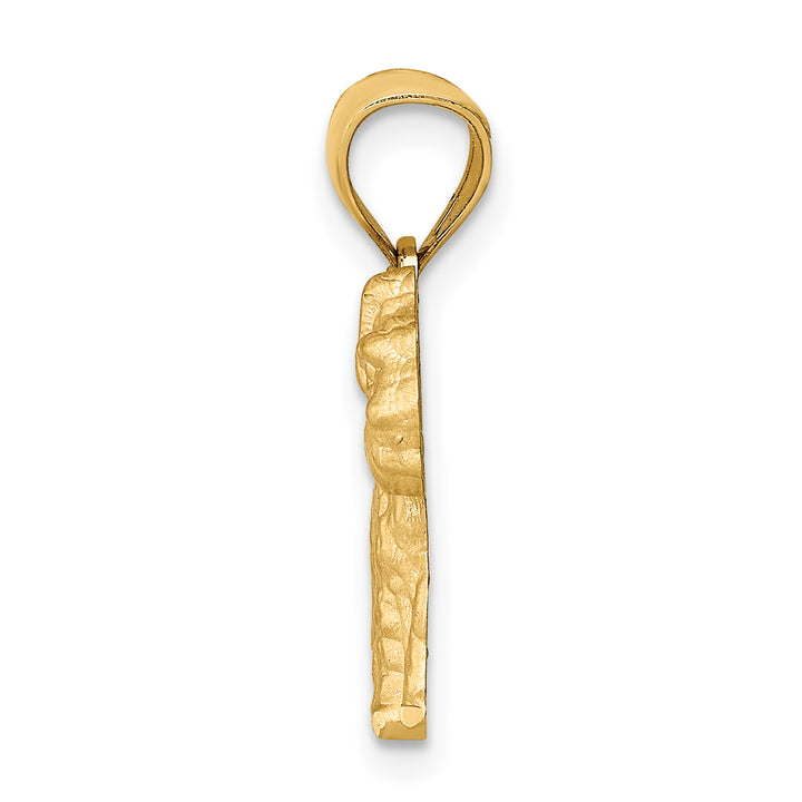 14K Yellow Gold Satin D.C Finish Mini Schnauzer Dog Pendant
