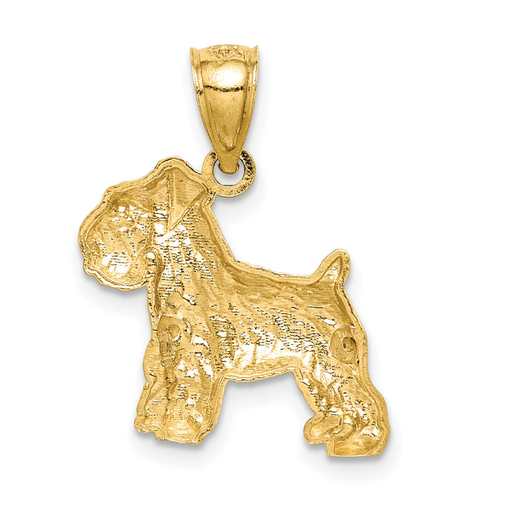 14K Yellow Gold Satin D.C Finish Mini Schnauzer Dog Pendant