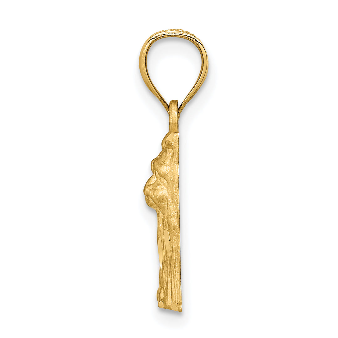 14K Yellow Gold Satin D.C Finish Yorkshire Terrier Dog Pendant