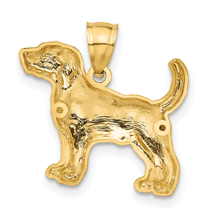 14K Yellow Gold Satin Finish Beagle Dog Pendant