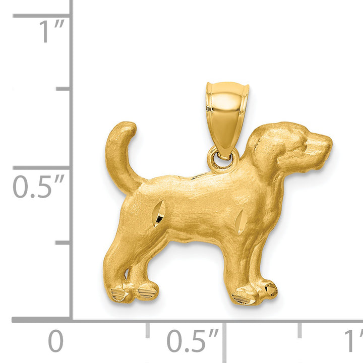 14K Yellow Gold Satin Finish Beagle Dog Pendant