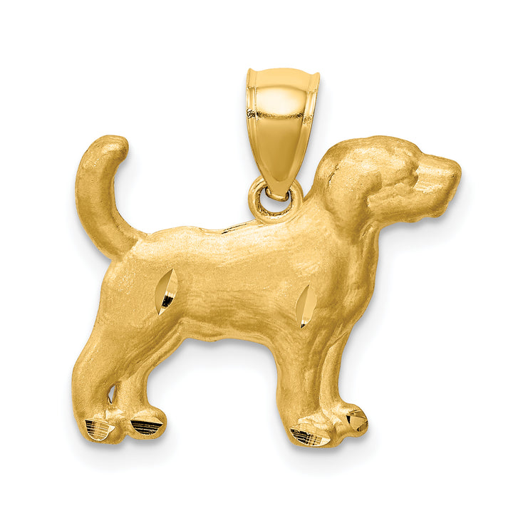 14K Yellow Gold Satin Finish Beagle Dog Pendant