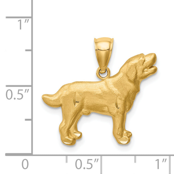 14K Yellow Gold Satin D.C Finish Labrador Retriever Dog Pendant