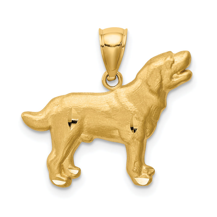 14K Yellow Gold Satin D.C Finish Labrador Retriever Dog Pendant