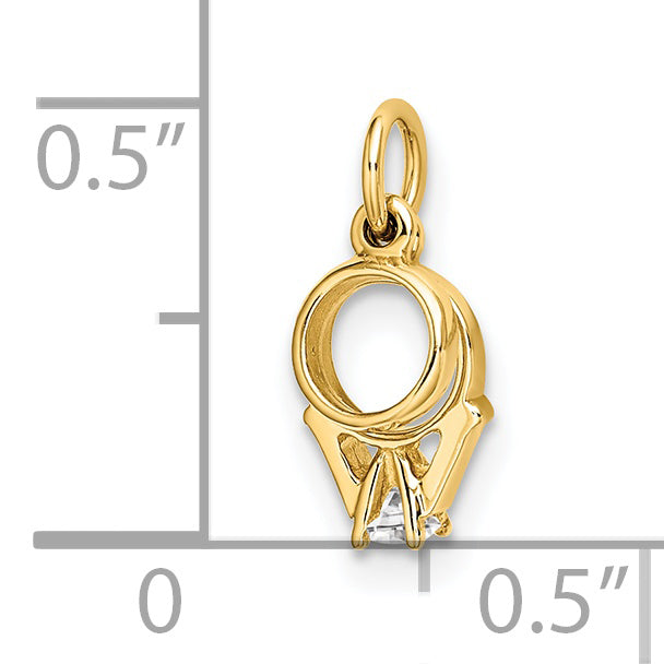 14k Yellow Gold C.Z Mini 3D Wedding Ring Pendant