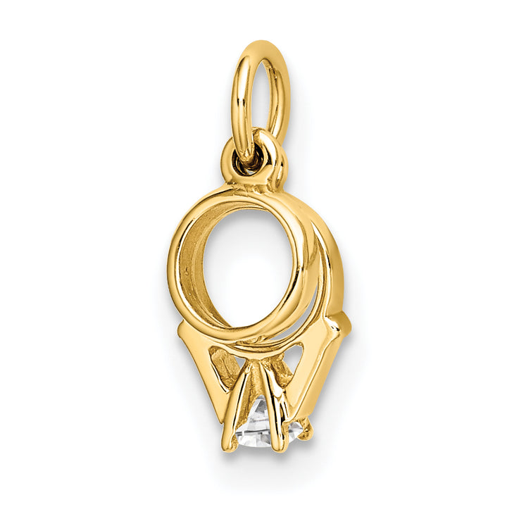 14k Yellow Gold C.Z Mini 3D Wedding Ring Pendant