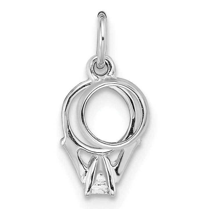 14k White Gold CZ Mini 3D Wedding Ring Pendant