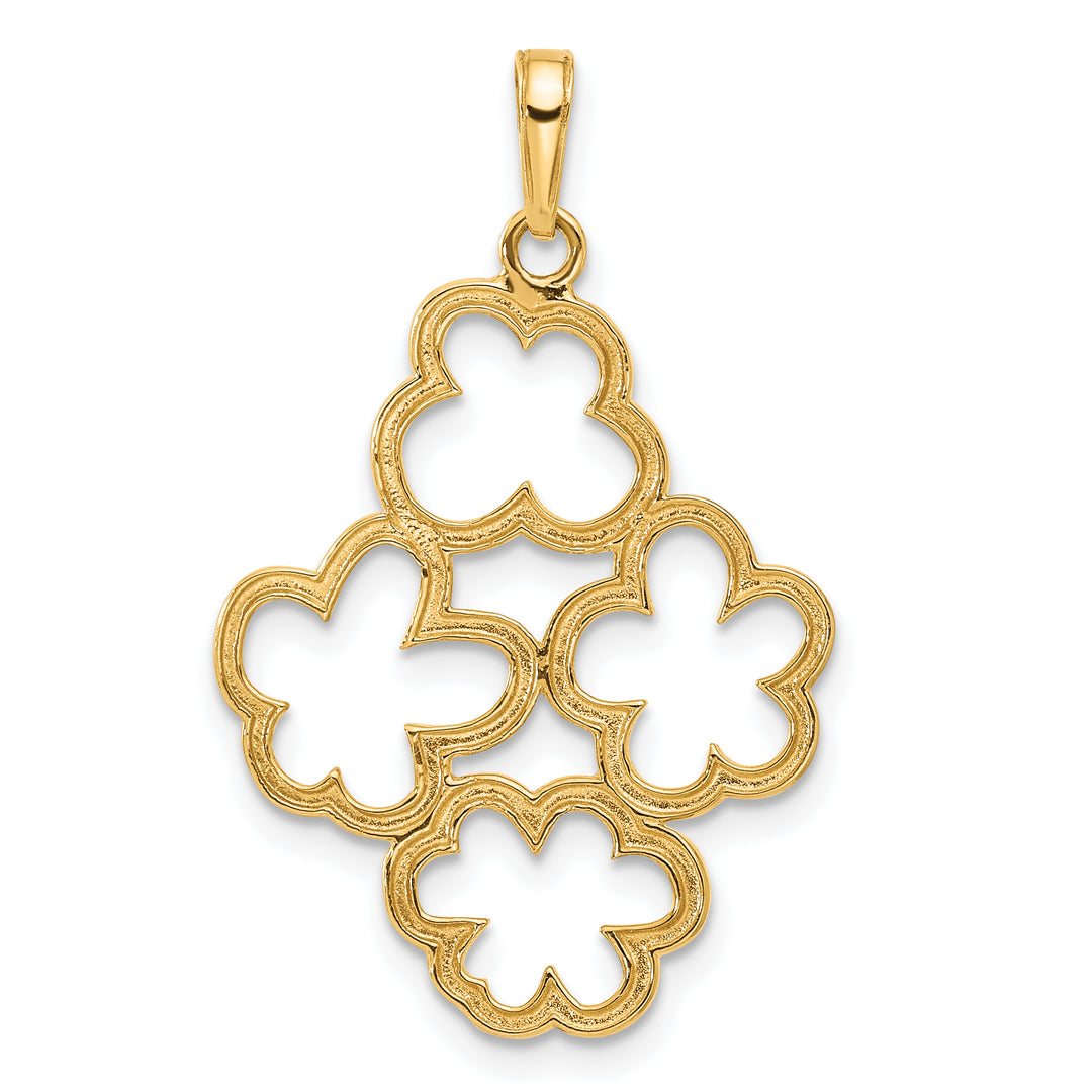 14k Yellow White Gold Polished and D.C Flowers Pendant