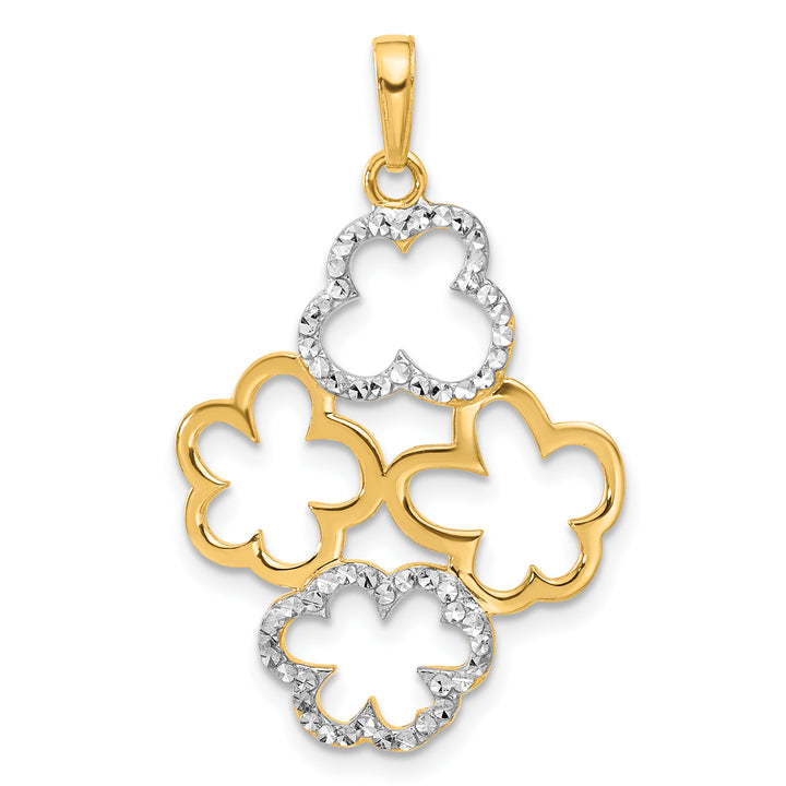14k Yellow White Gold Polished and D.C Flowers Pendant