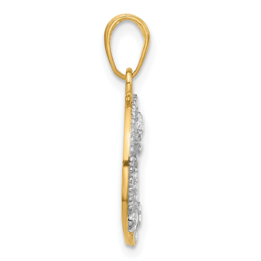 14K Yellow, White Gold D.C Butterflies Circle Design Pendant