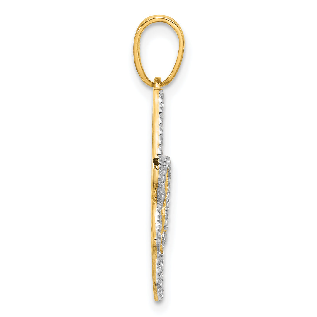 14K Yellow, White Gold D.C Finish Butterfly Pendant
