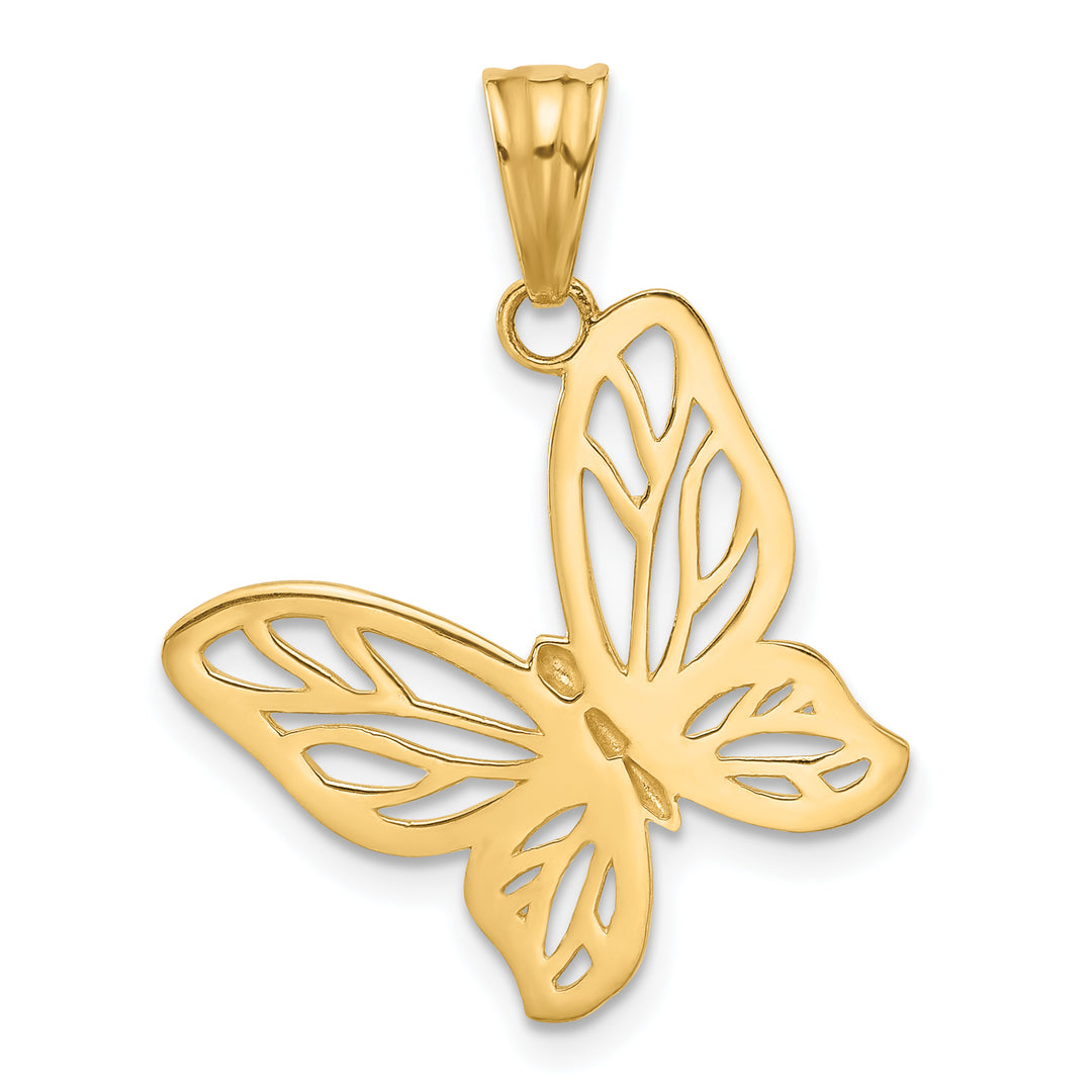 14K Yellow, White Gold D.C Finish Butterfly Pendant