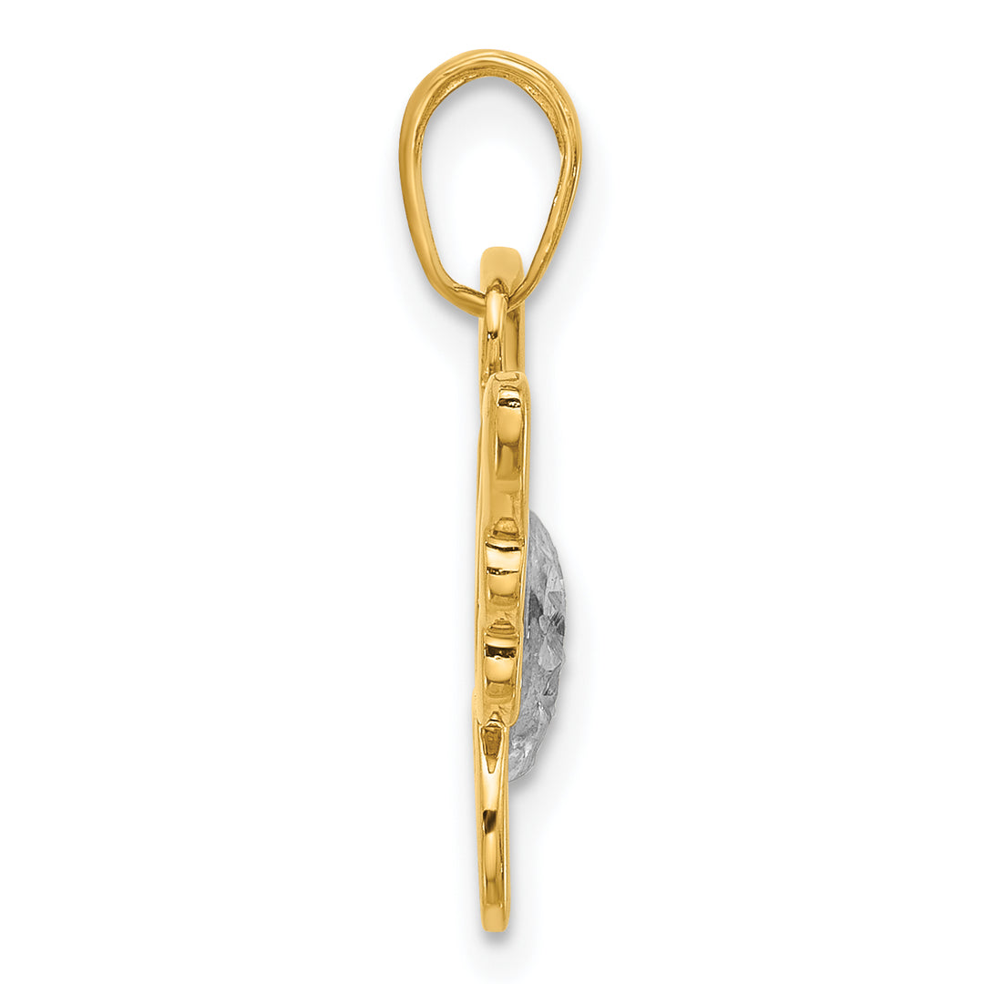 14K Yellow, White Gold Polished & D.C Butterfly Pendant