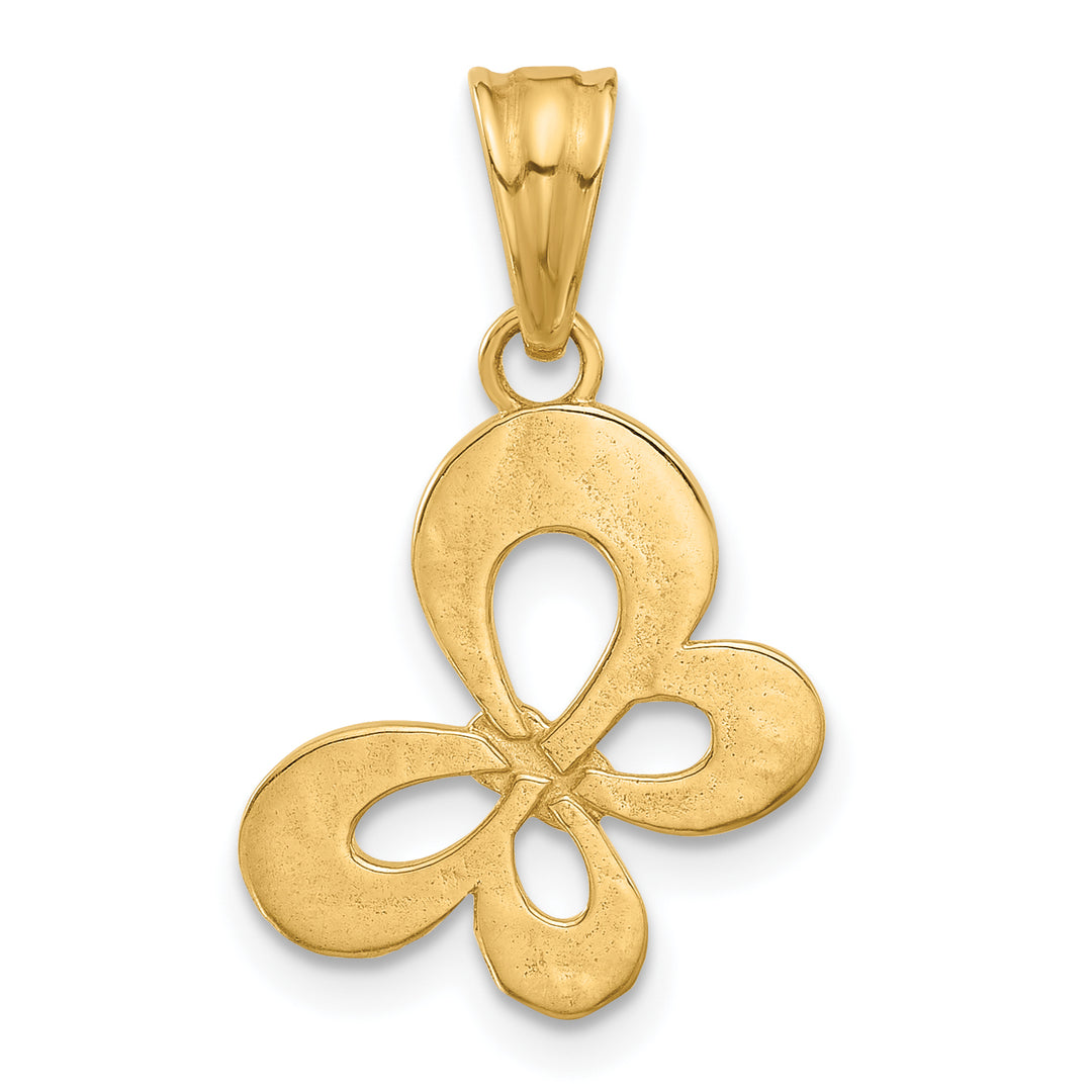 14K Yellow, White Gold Polished D.C Butterfly Pendant
