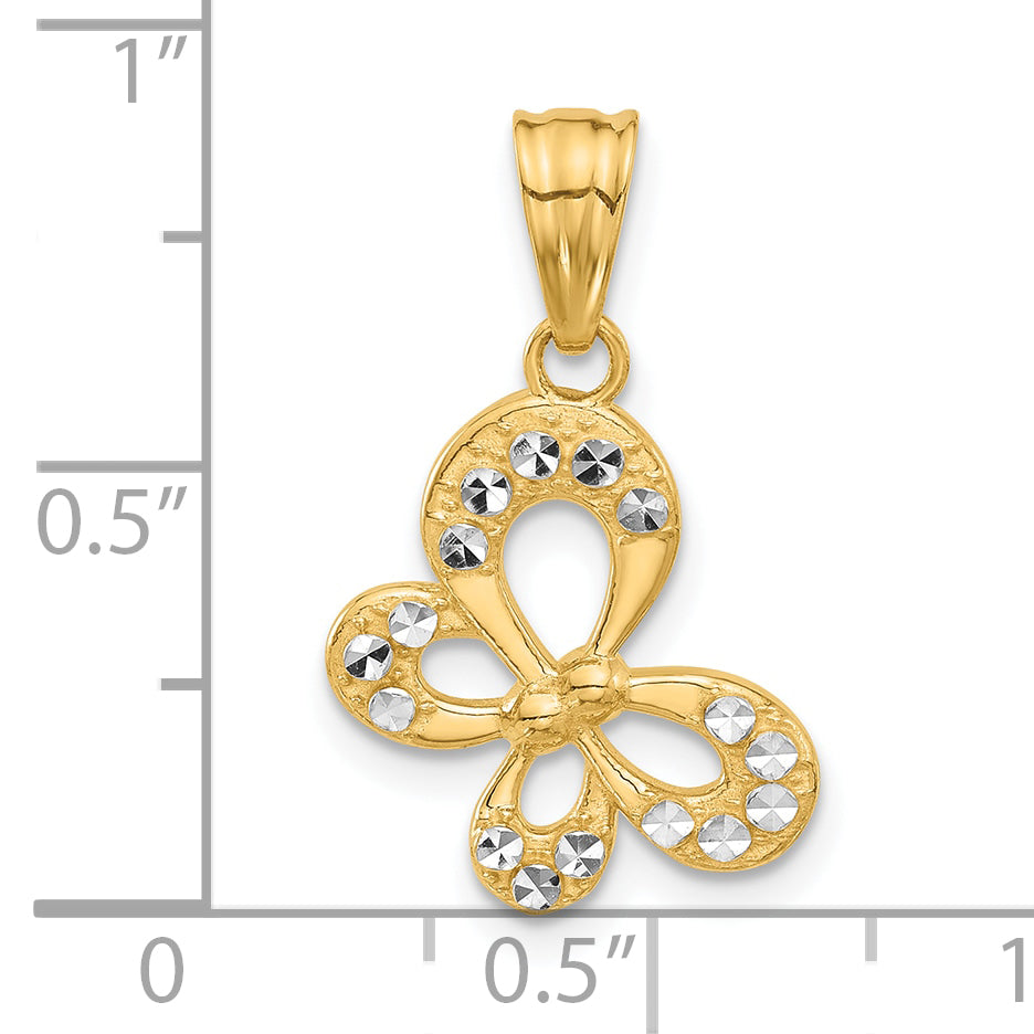 14K Yellow, White Gold Polished D.C Butterfly Pendant