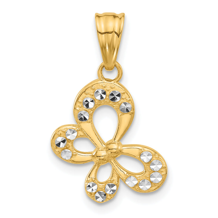 14K Yellow, White Gold Polished D.C Butterfly Pendant