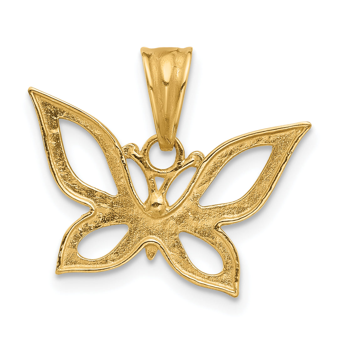 14K Yellow White Gold Polished D.C Fancy Butterfly Pendant