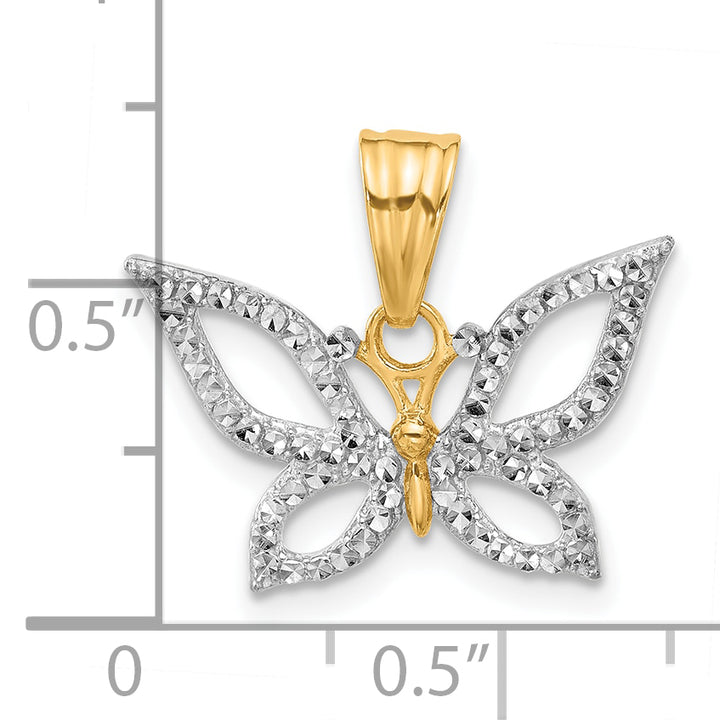 14K Yellow White Gold Polished D.C Fancy Butterfly Pendant
