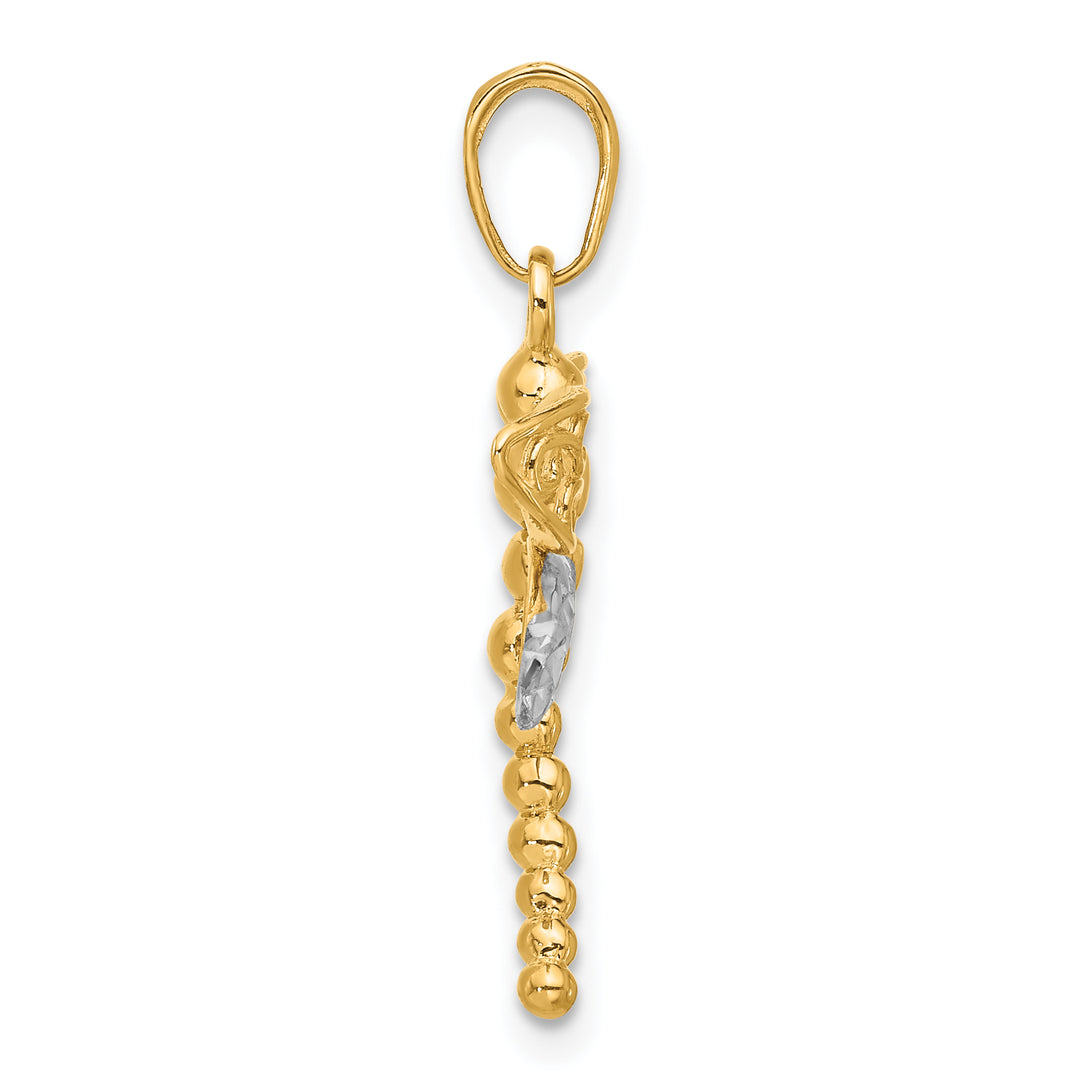 14k Yellow, White Gold Polished D.C Finish Dragonfly Pendant