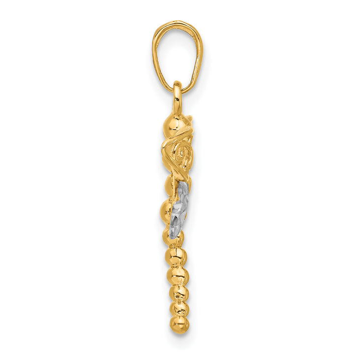 14k Yellow, White Gold Polished D.C Finish Dragonfly Pendant