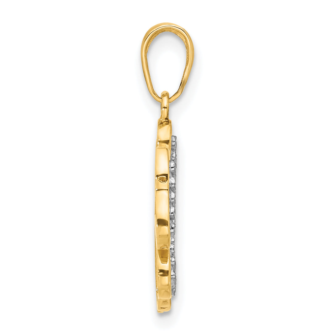 14k Yellow, White Gold Polished D.C 4-Leaf Clover Pendant