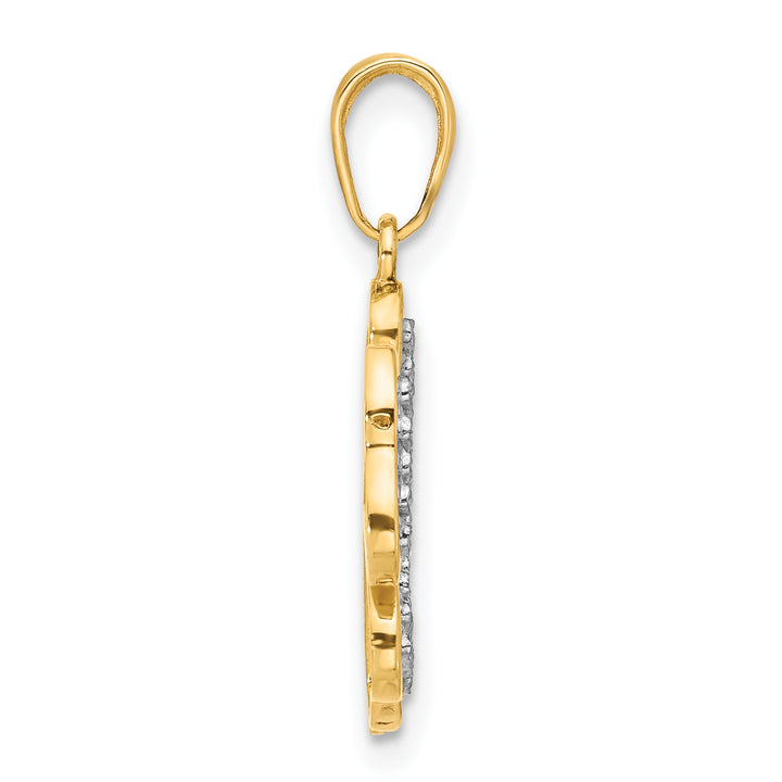 14k Yellow, White Gold Polished D.C 4-Leaf Clover Pendant