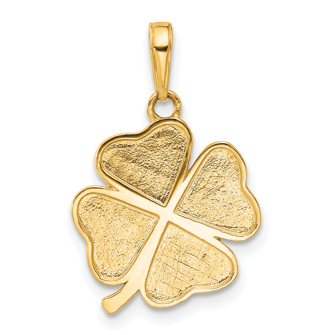 14k Yellow, White Gold Polished D.C 4-Leaf Clover Pendant