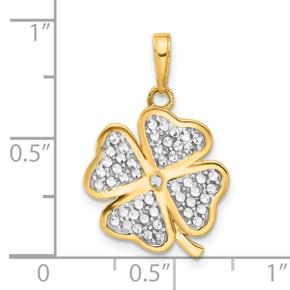 14k Yellow, White Gold Polished D.C 4-Leaf Clover Pendant