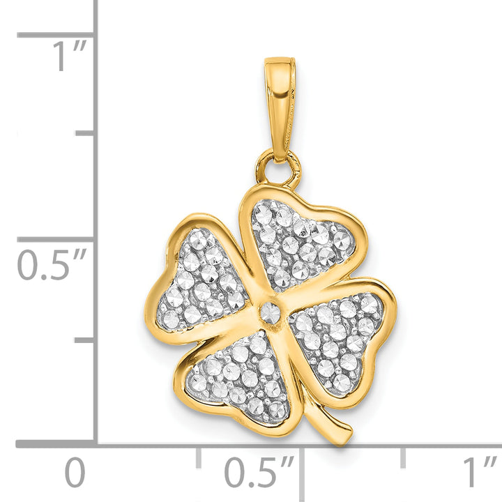 14k Yellow, White Gold Polished D.C 4-Leaf Clover Pendant