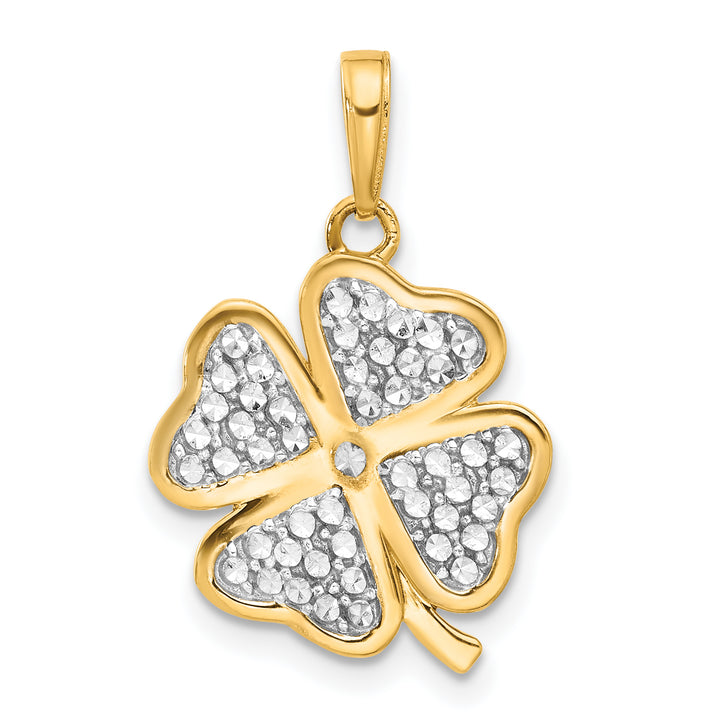 14k Yellow, White Gold Polished D.C 4-Leaf Clover Pendant