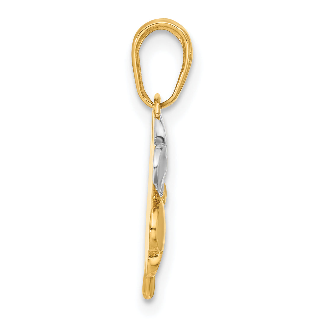 14k Tr-Color Gold Polished D.C 4-leaf Clover Pendant