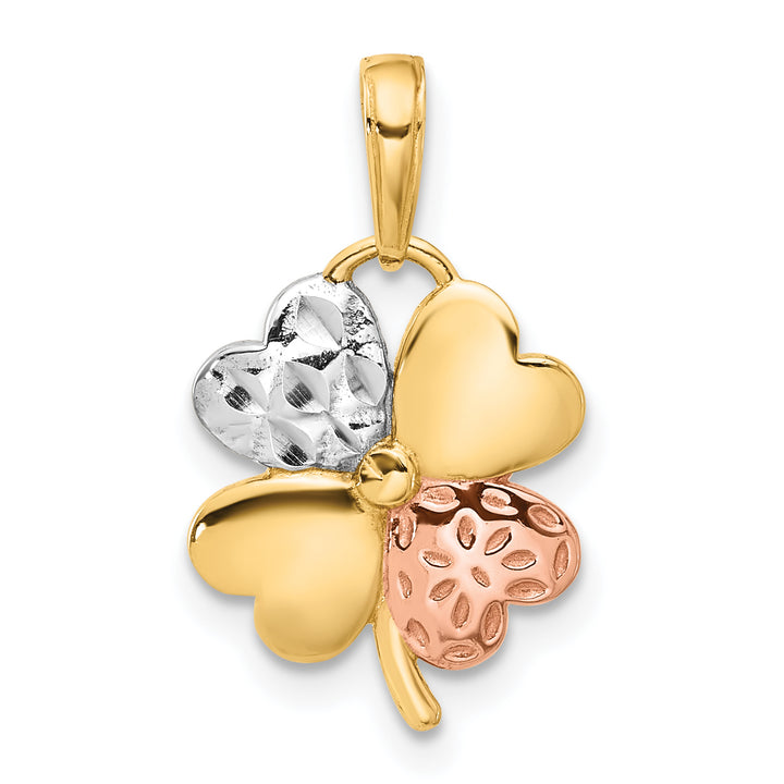 14k Tr-Color Gold Polished D.C 4-leaf Clover Pendant