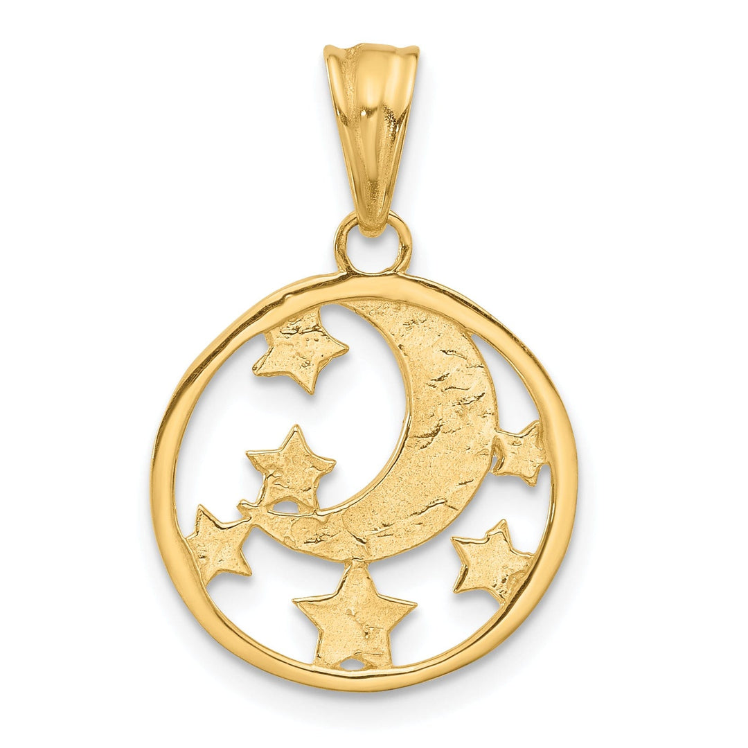 14K Two Tone Gold D.C Moon and Stars Design Pendant