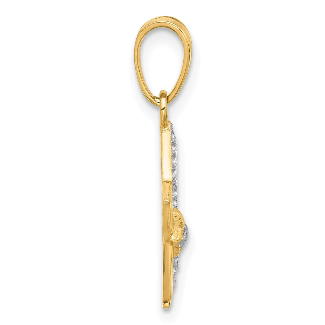14K Tow Tone Gold D.C Finish Stars Pendant