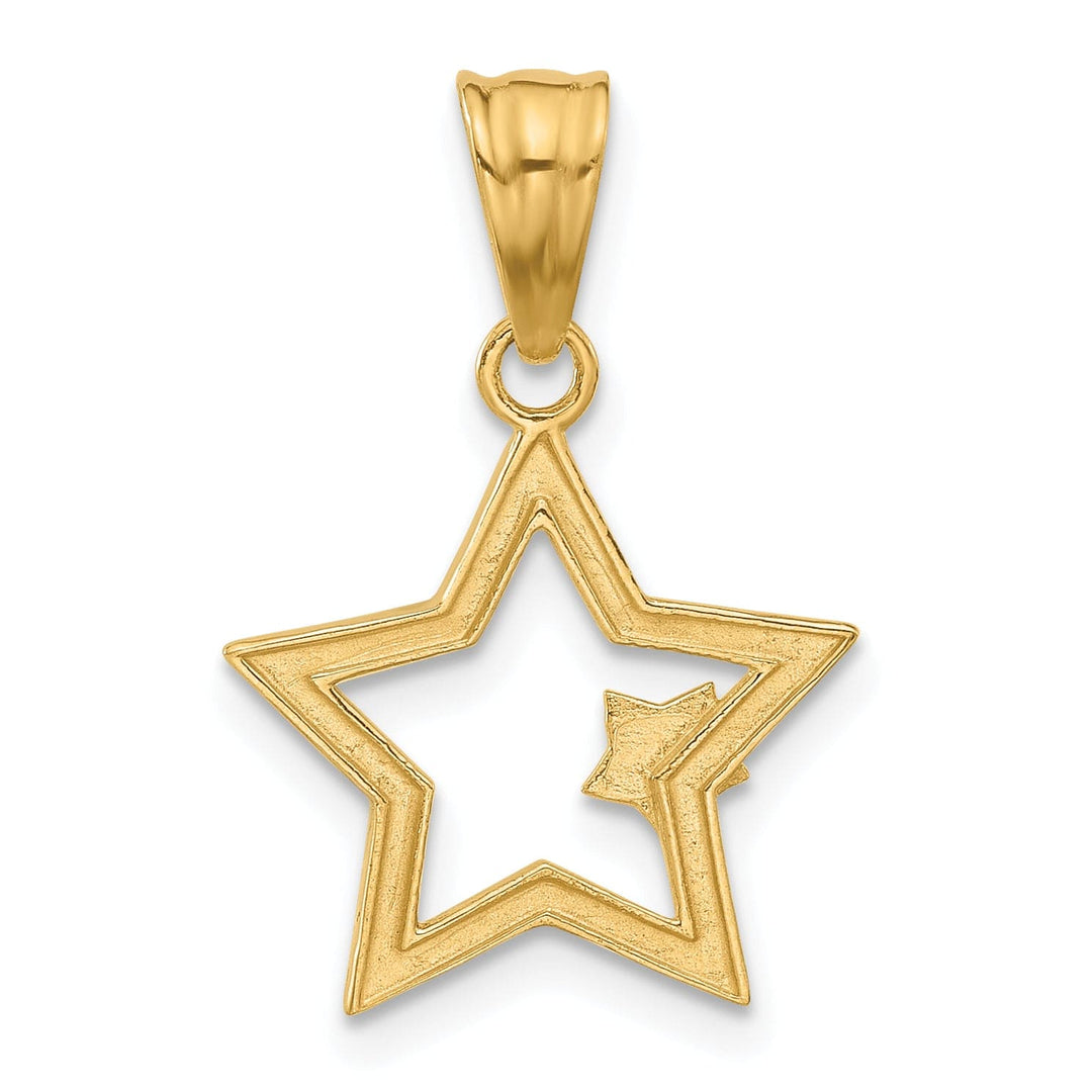 14K Tow Tone Gold D.C Finish Stars Pendant