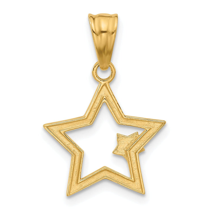 14K Tow Tone Gold D.C Finish Stars Pendant