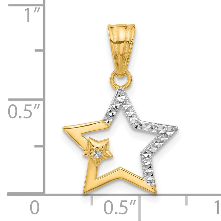 14K Tow Tone Gold D.C Finish Stars Pendant