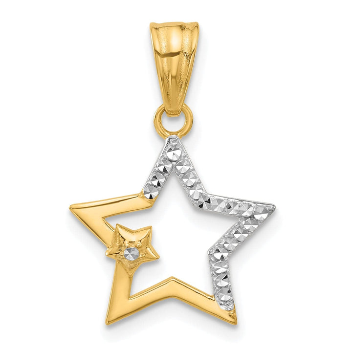 14K Tow Tone Gold D.C Finish Stars Pendant
