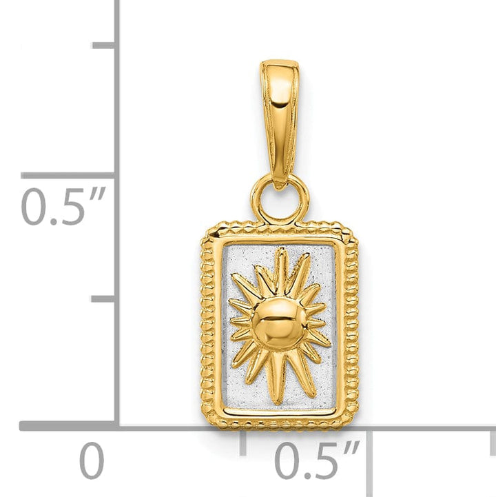 14K Two Tone Gold Sun in Frame Design Pendant