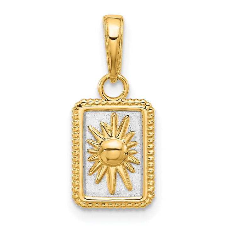 14K Two Tone Gold Sun in Frame Design Pendant