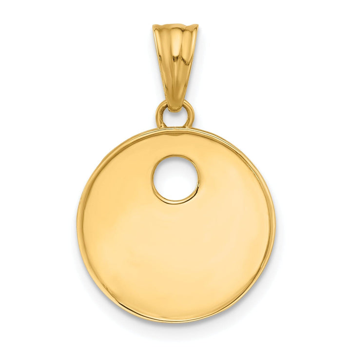 14K Yellow Gold Blue Enameled Sun and Stars Circle Pendant